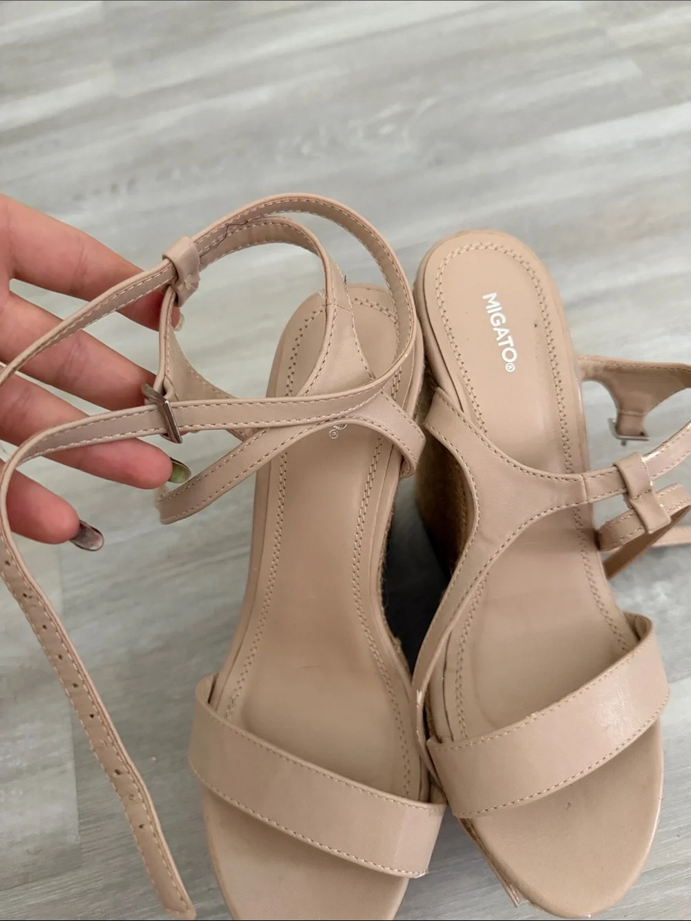 Neutral Espadrille Wedge Sandals with Ankle Straps